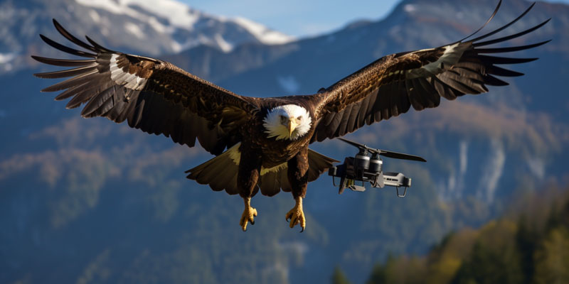 Un águila caza un drone en pleno vuelo
