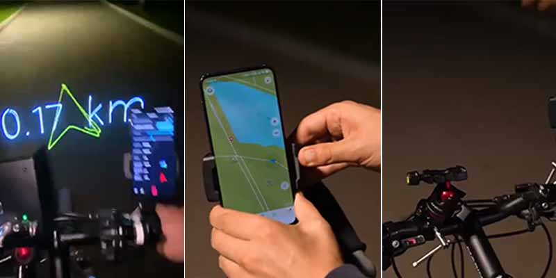 Un ciclista combina un proyector láser con un GPS para crear el sistema de navegación perfecto en la oscuridad