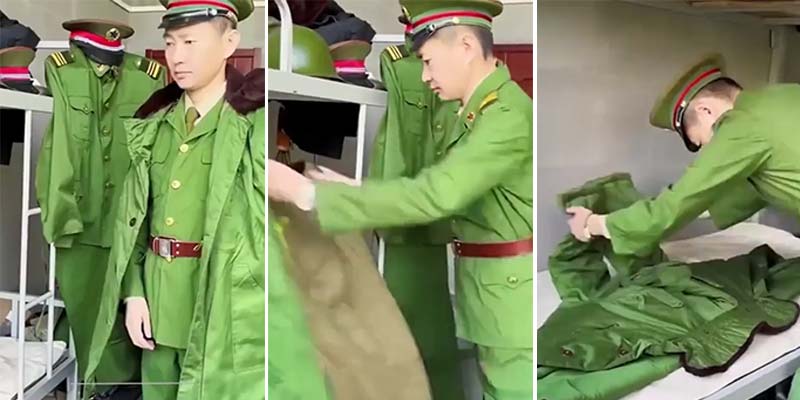 Es hipnótico ver a este militar chino doblando sus cosas