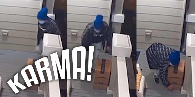 Karma instantáneo para el ladrón de paquetes