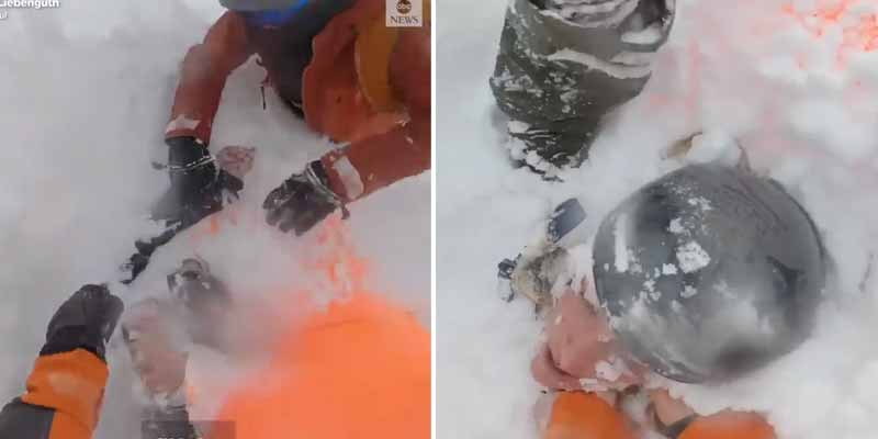 Snowboarders rescatan a una mujer enterrada durante una avalancha