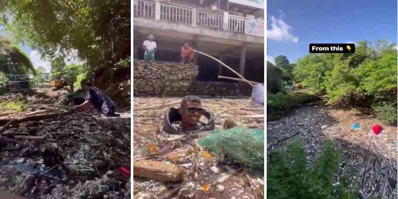 Un grupo de personas limpió un río muy contaminado en 3 horas